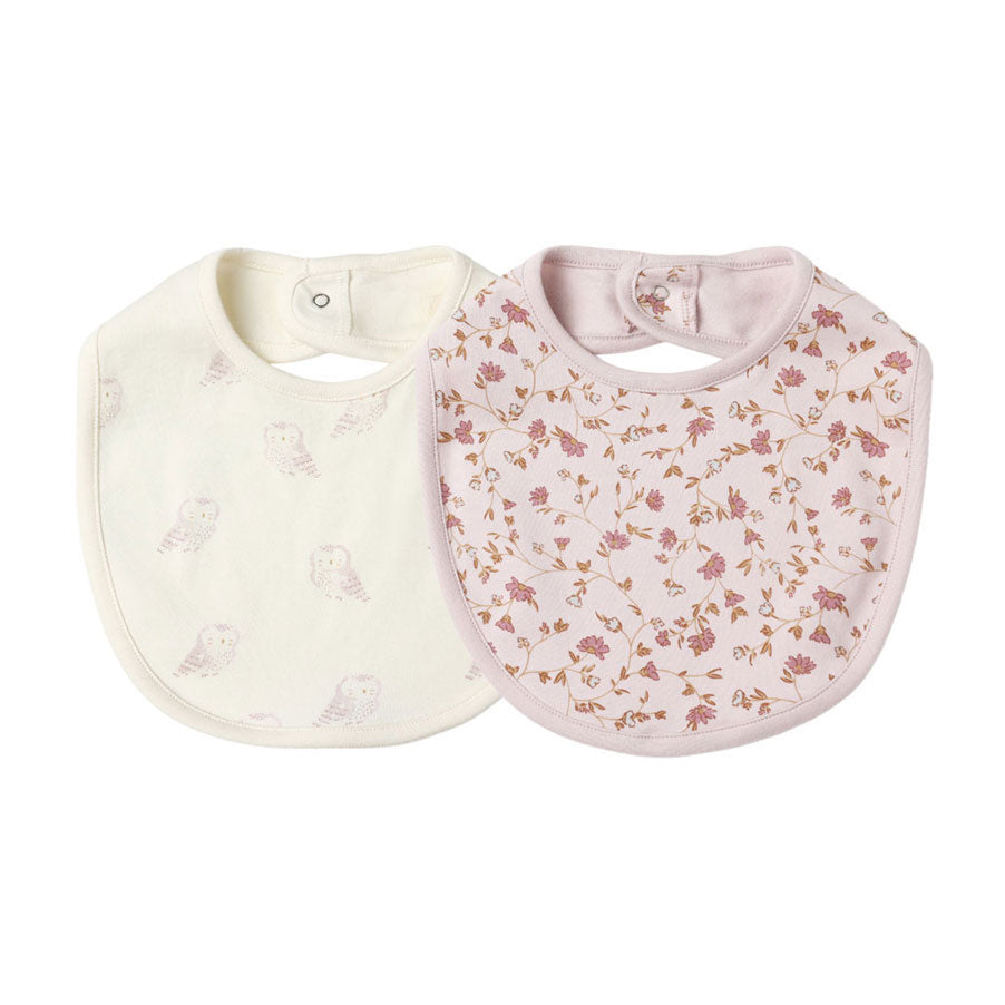 Quincy Mae Garden, Snow Owls Jersey Snap Bib, 2 Pack
