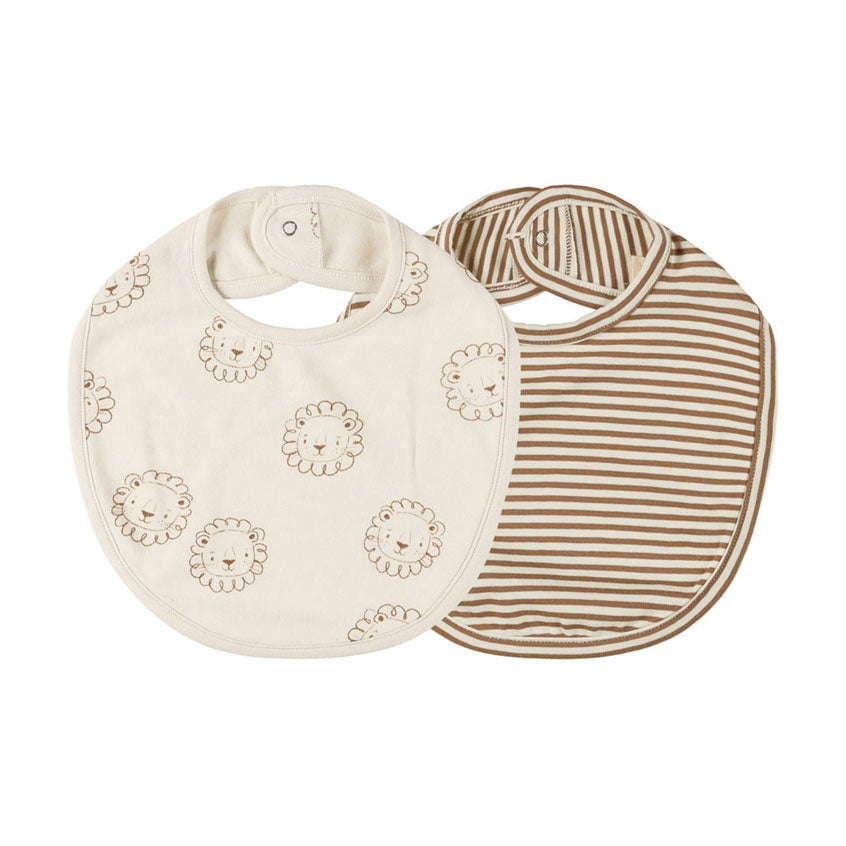 Quincy Mae Lions Cinnamon Stripe Jersey Snap Bib 2 Pack