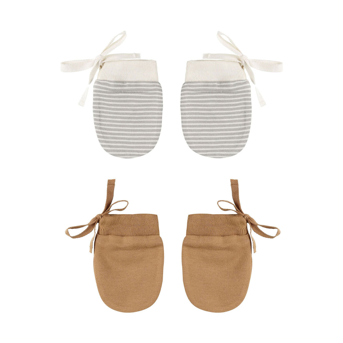 Quincy Mae  Blue Micro Stripe, Golden No Scratch Mittens  Set