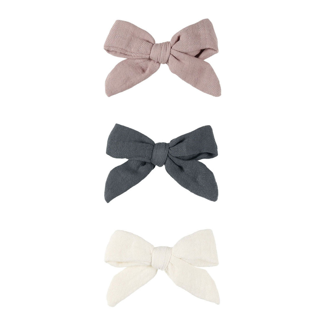 Quincy Mae Indigo Mauve Ivory Bow Clip Set of 3