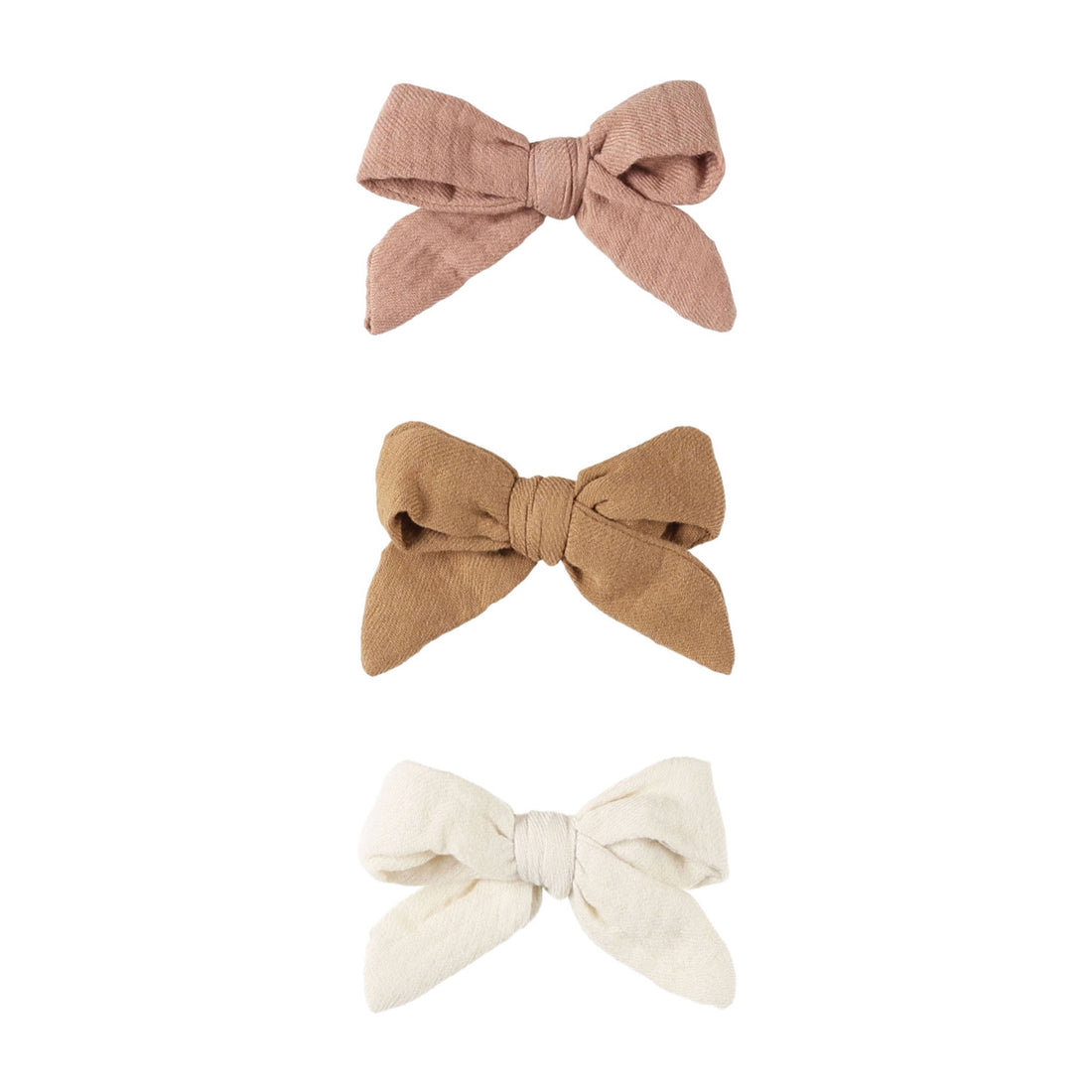 Quincy Mae Rose, Natural,Golden Bow W. clip, Set Of  3