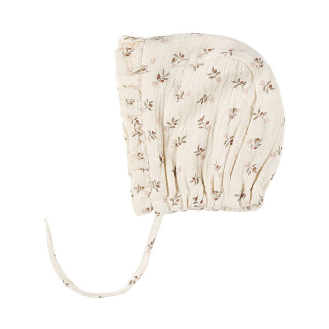 Quincy Mae Holly Berry Woven Ruffle Bonnet