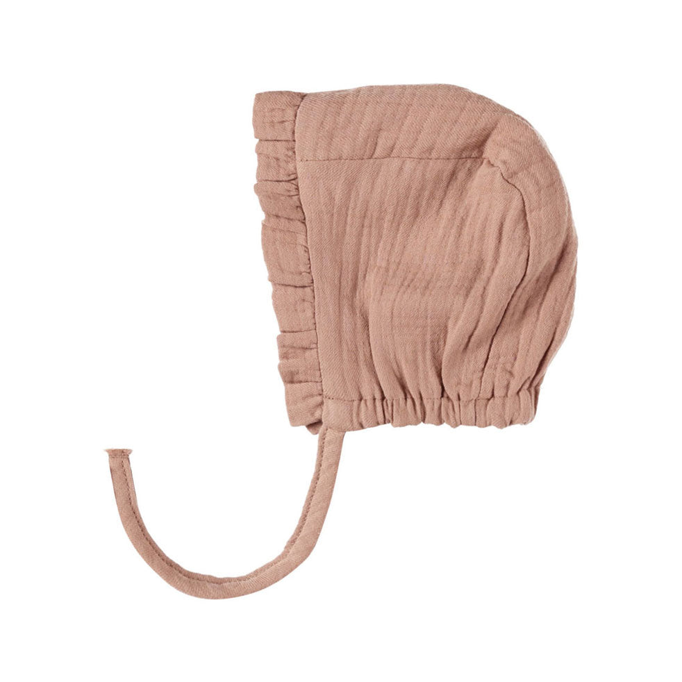 Quincy Mae Rose Woven Ruffle Bonnet