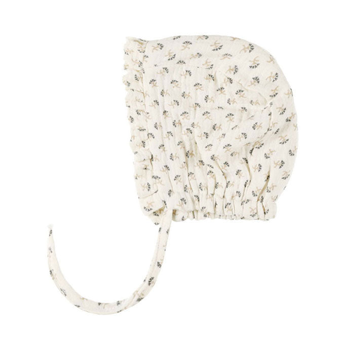 Quincy Mae French Flora Woven Ruffle Bonnet
