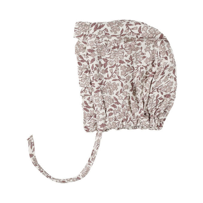 Quincy Mae Mauve Ditsy Woven Ruffle Bonnet
