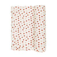 Quincy Mae Ivory Valentines Bamboo Swaddle & Knotted Hat