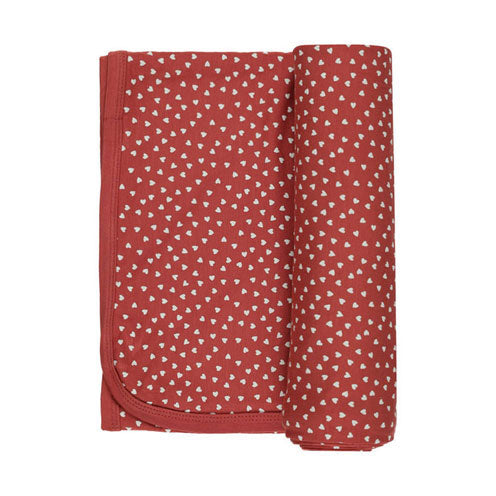 Quincy Mae Red Tiny Hearts Bamboo Swaddle & Knotted Hat
