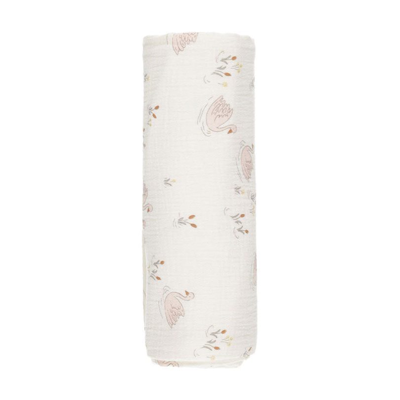 Quincy Mae Swans Woven Swaddle