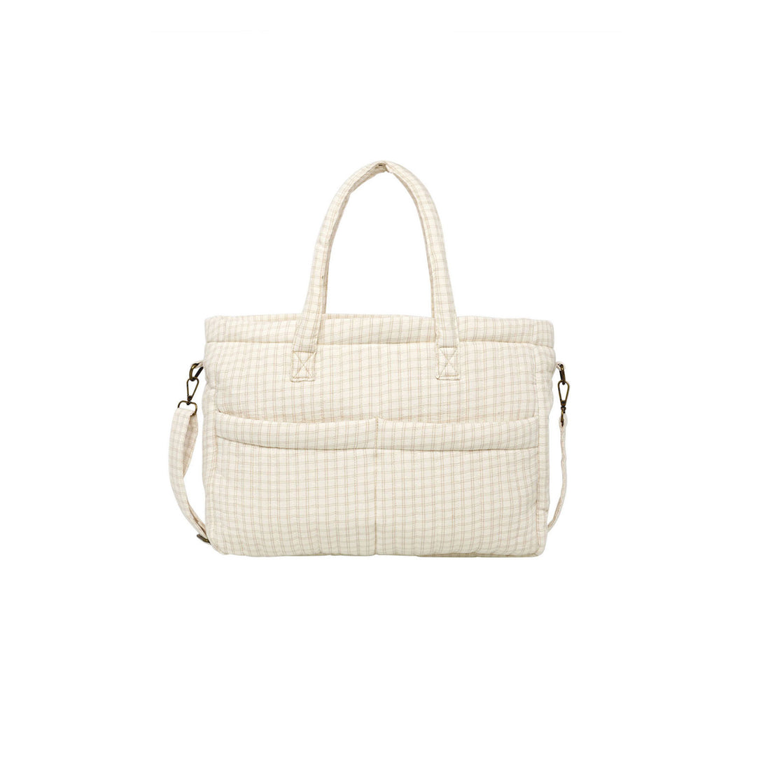 Quincy Mae Oat Check Diaper Bag + Changing Pad Set