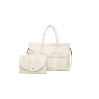 Quincy Mae Oat Check Diaper Bag + Changing Pad Set
