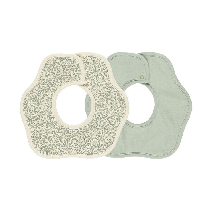 Quincy Mae Green Garden, Sage Flower Bib, 2 Pack