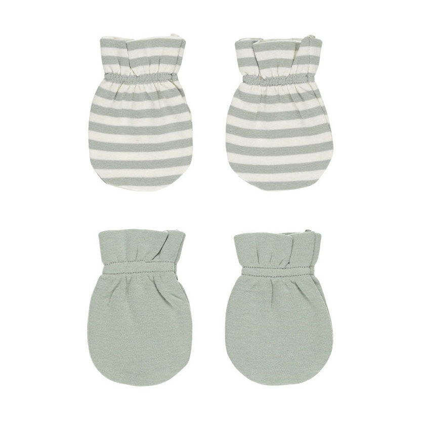 Quincy Mae Sage Stripe, Sage No Scratch Mittens, Set Of 2