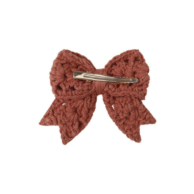 Quincy Mae Cranberry Crochet Bow