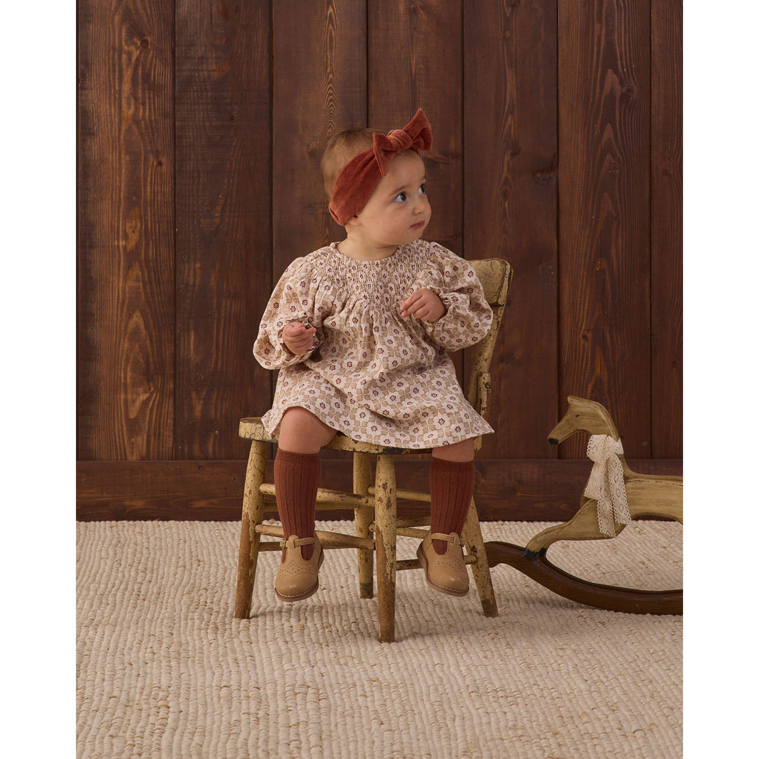 Quincy Mae Winter Rose V Smocked Dress