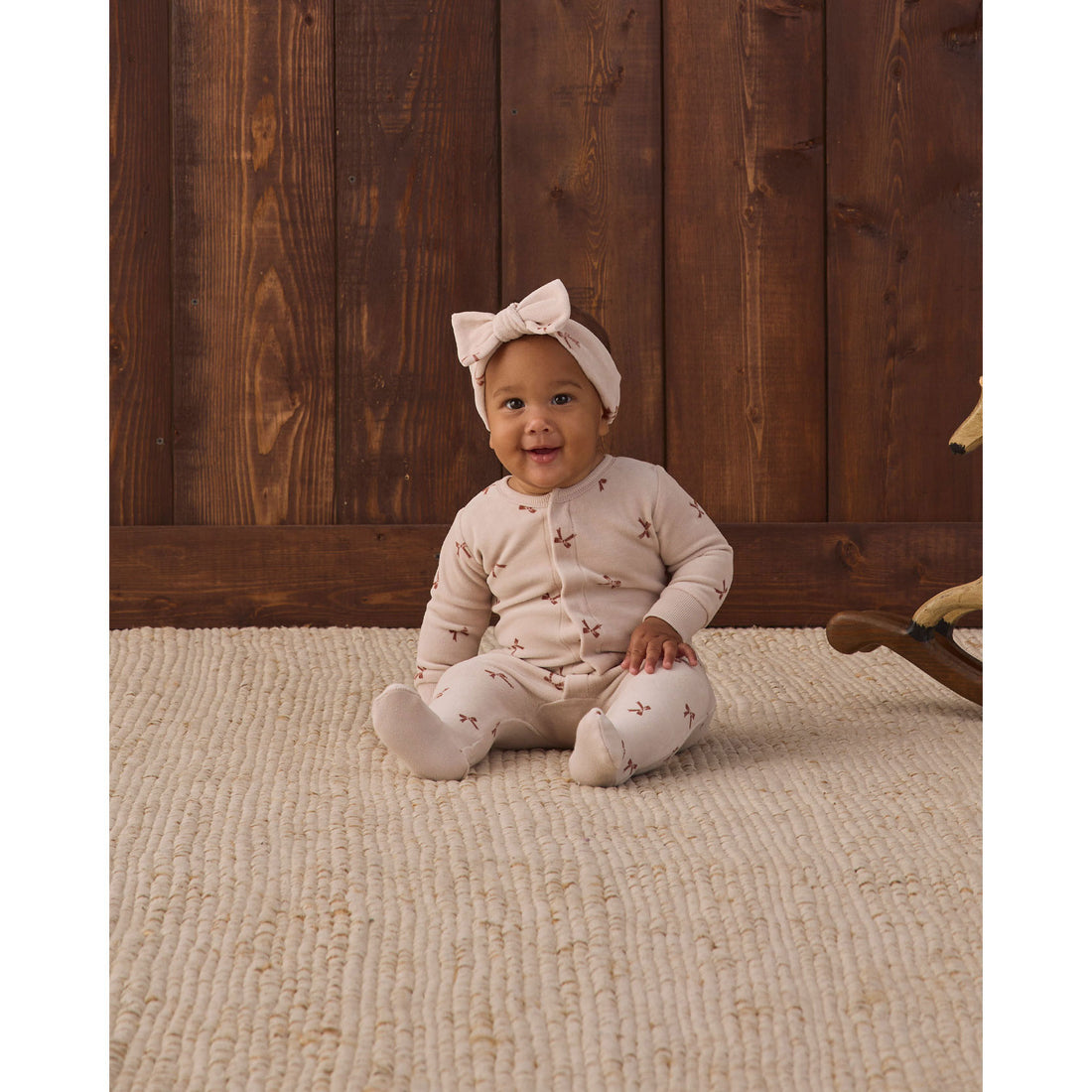 Quincy Mae Red Bows Hidden Snap Footie