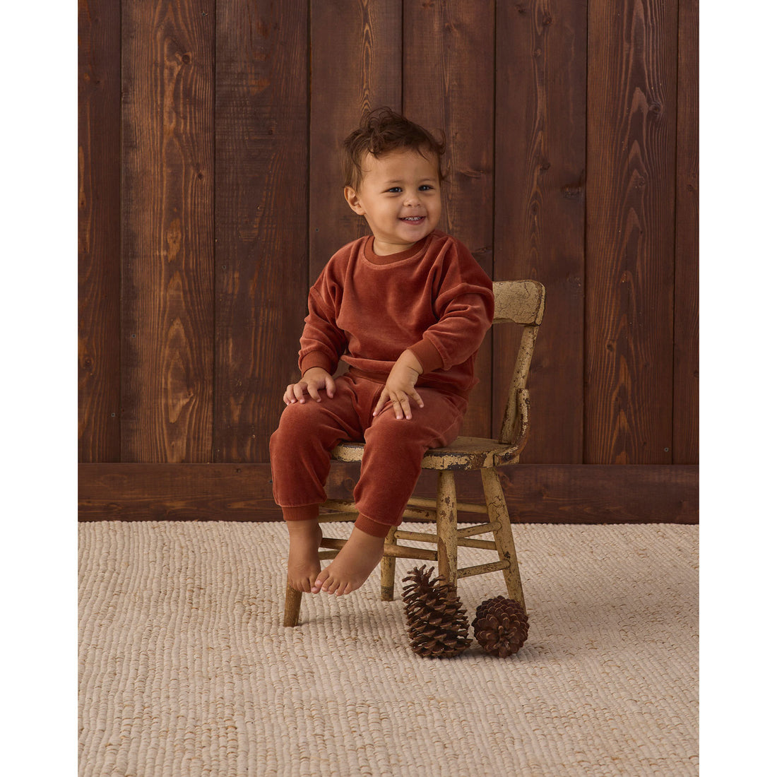 Quincy Mae Redwood Velour Relaxed Sweatshirt