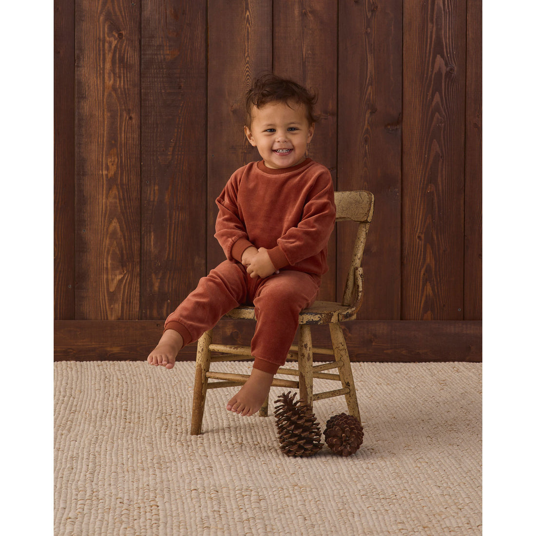 Quincy Mae Redwood Velour Relaxed Sweatpants