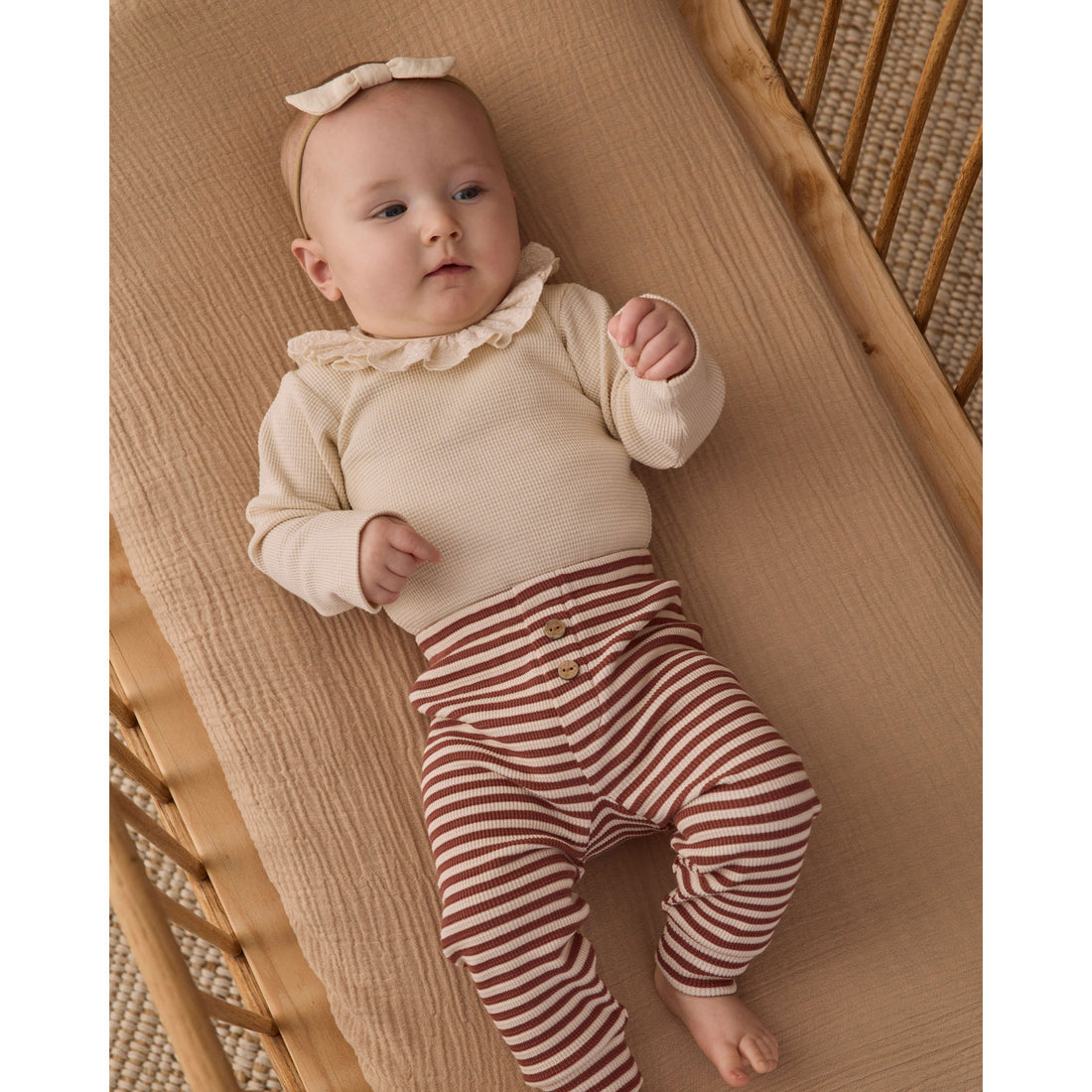 Quincy Mae Natural Ruffle Collar Bodysuit
