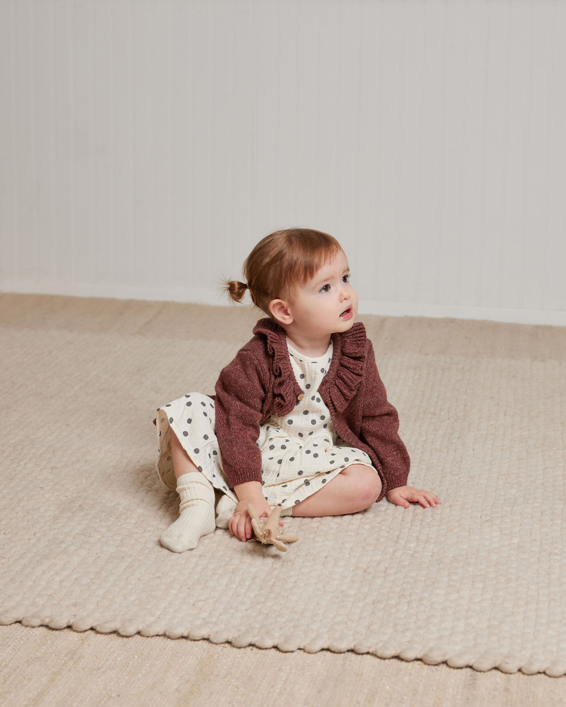 Quincy Mae Plum Heather Ruffle Collar Cardigan