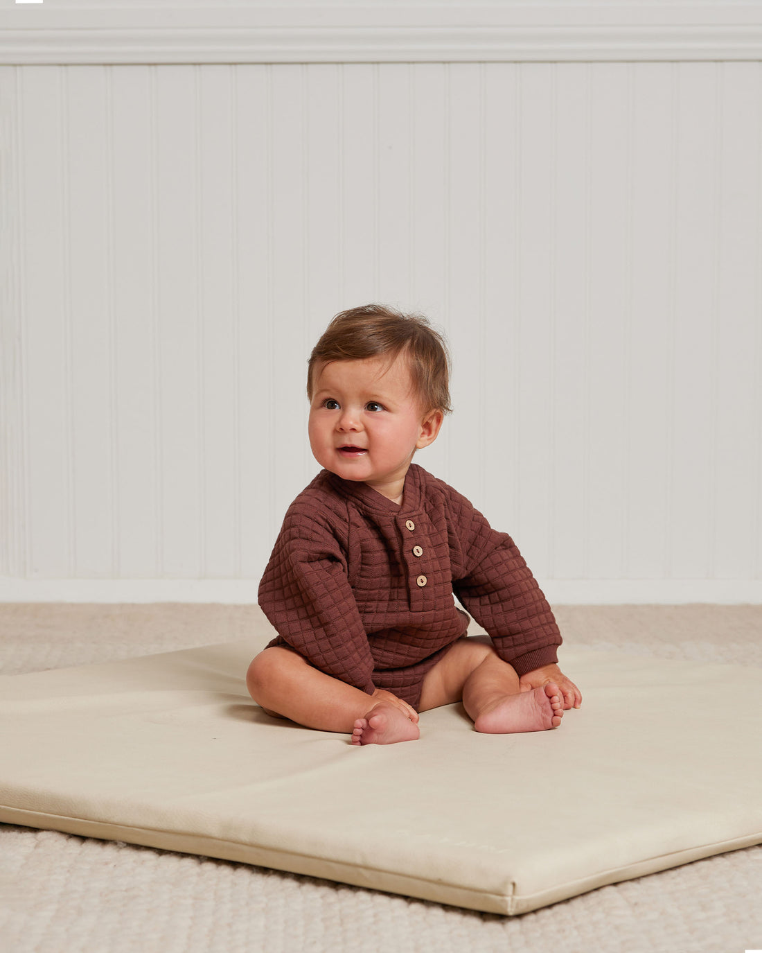 Quincy Mae Plum Henley Bubble Romper