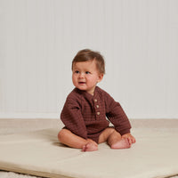Quincy Mae Plum Henley Bubble Romper