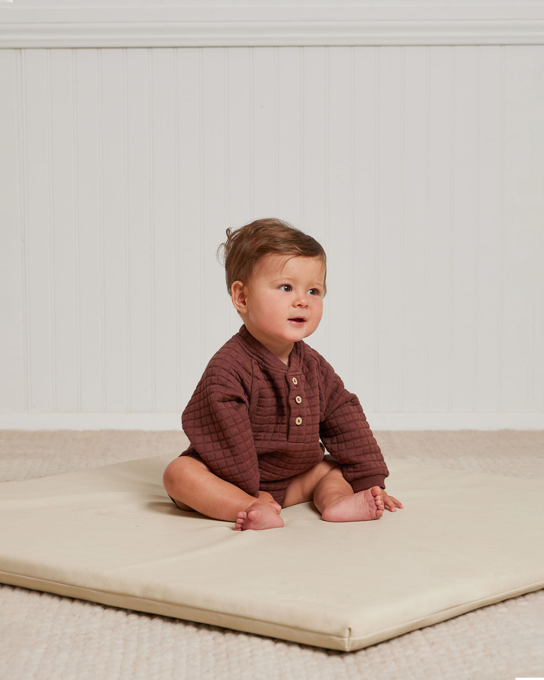 Little Parni Ribbed Cotton Blanket with signature Logo - Ivory