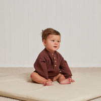 Quincy Mae Plum Henley Bubble Romper