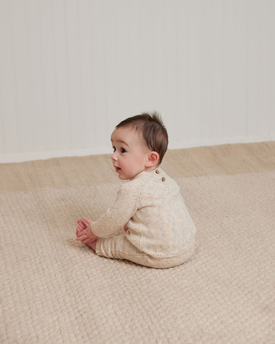 Quincy Mae Natural Speckled Knit Sweater