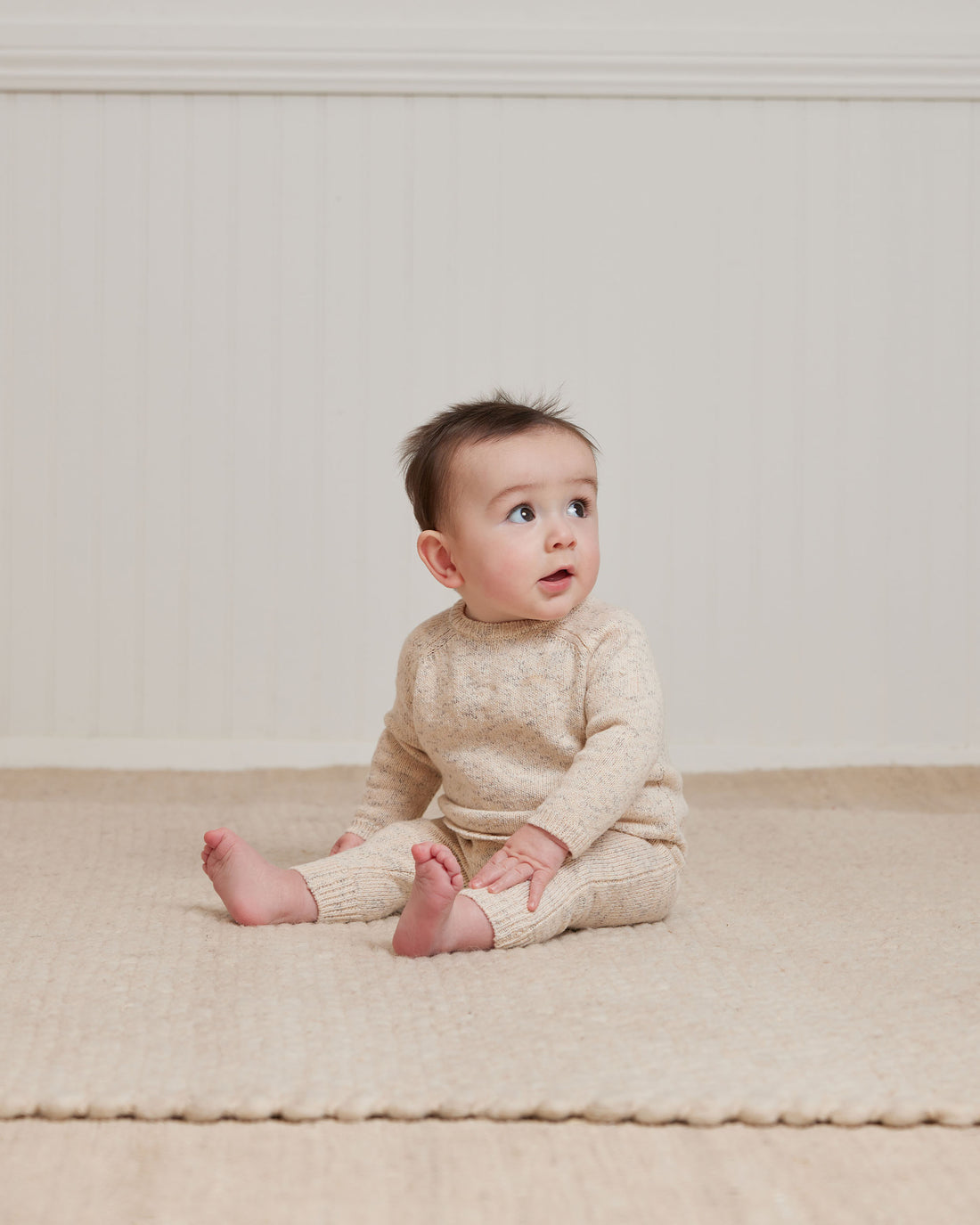 Quincy Mae Natural Speckled Knit Sweater
