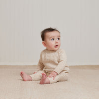 Quincy Mae Natural Speckled Knit Sweater