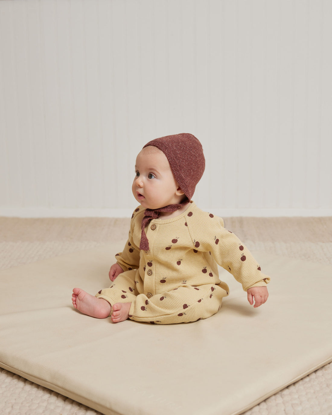 Quincy Mae Apples Waffle Long Sleeve Jumpsuit