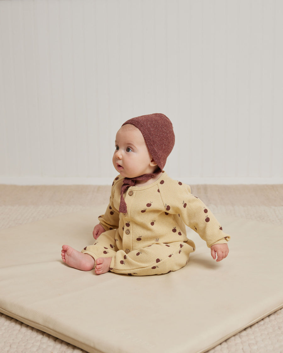Quincy Mae Apples Waffle Long Sleeve Jumpsuit