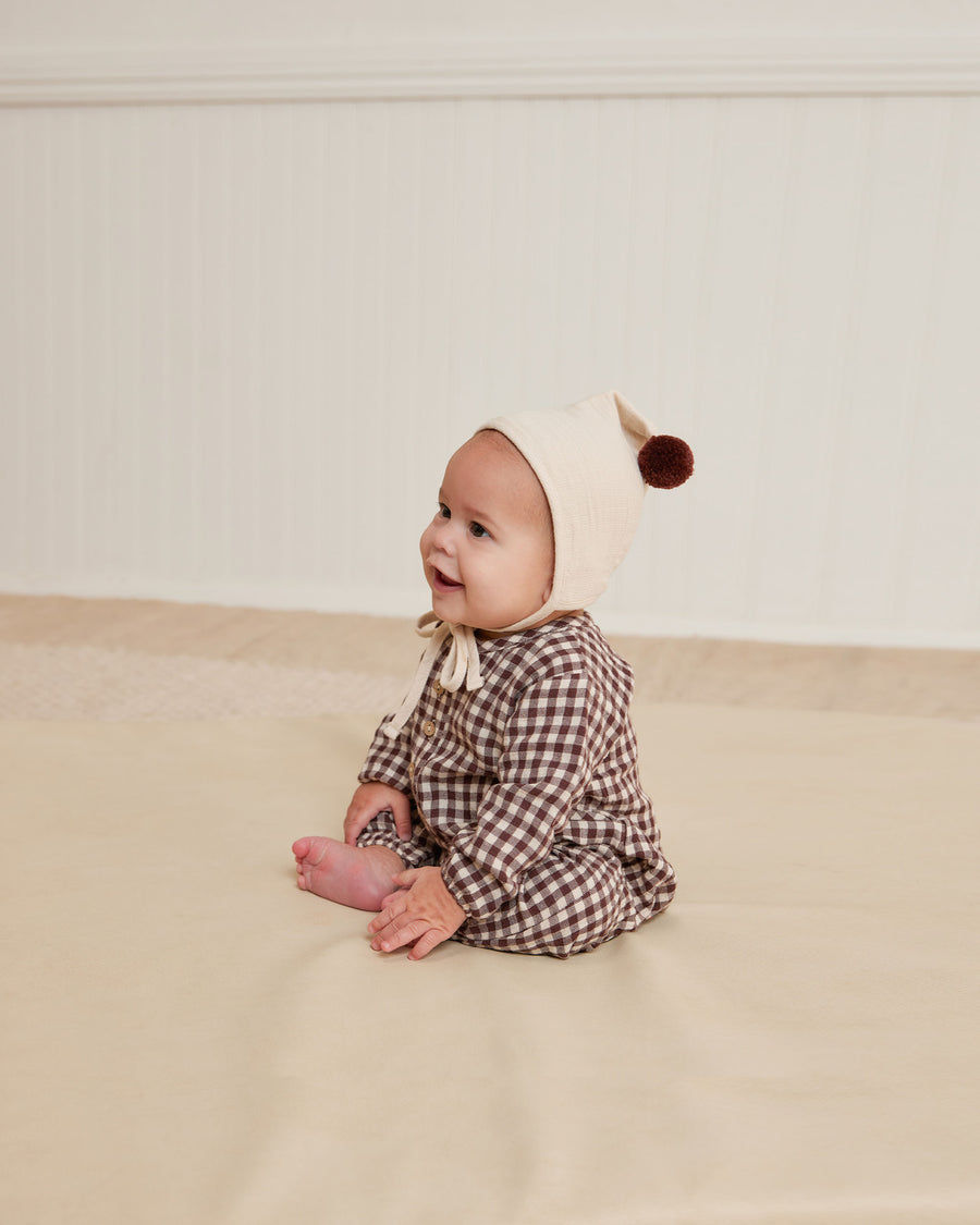 Quincy Mae Plum Gingham Woven Jumpsuit