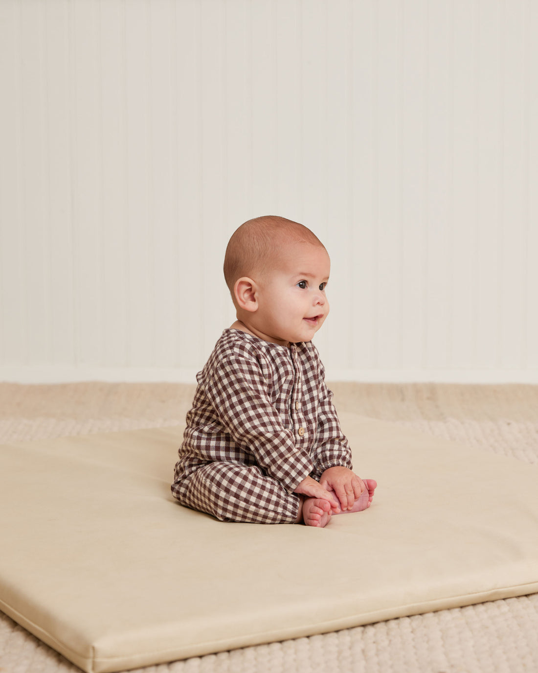 Quincy Mae Plum Gingham Woven Jumpsuit