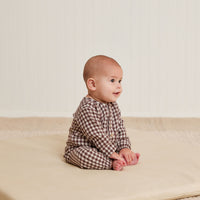 Quincy Mae Plum Gingham Woven Jumpsuit