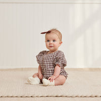 Quincy Mae Plum Gingham Cosette Romper