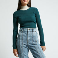 Indee Forest Green  Ribbed Knitted Turtleneck