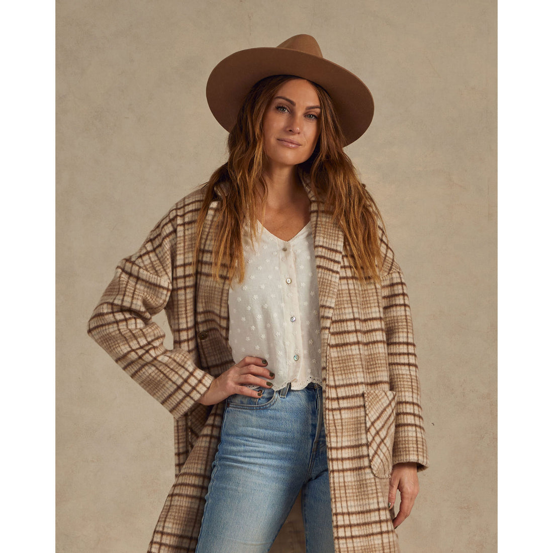 Rylee and Cru Rustic Plaid Longline Womens Coat