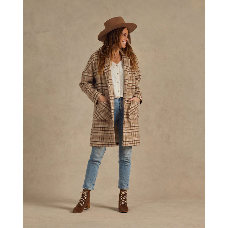 Rylee and Cru Rustic Plaid Longline Womens Coat