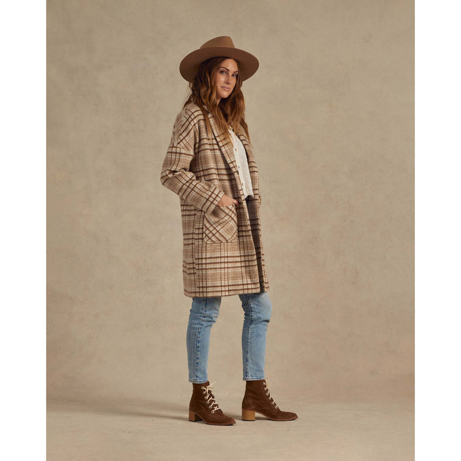 Rylee and Cru Rustic Plaid Longline Womens Coat