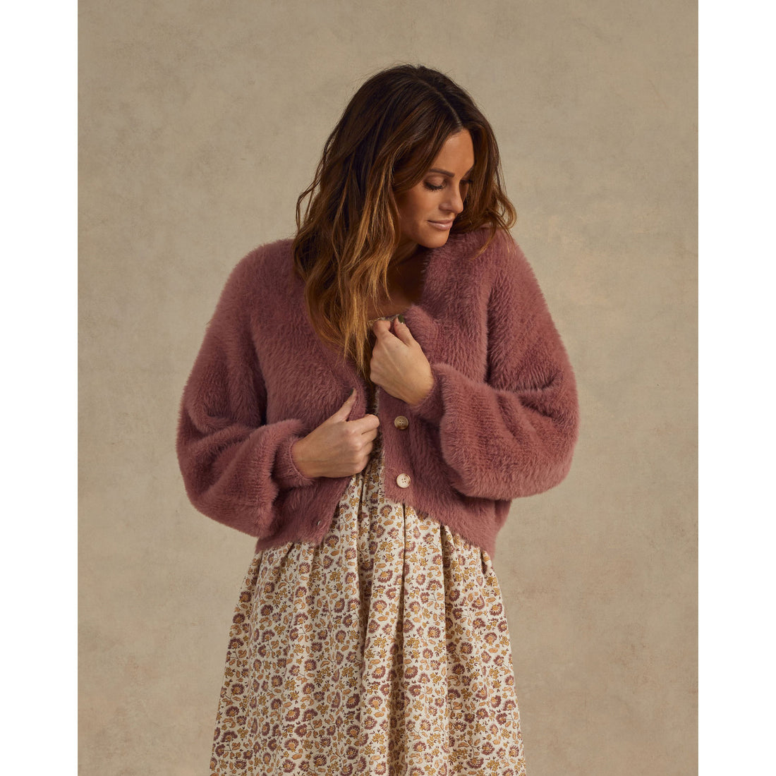 Rylee and Cru Raspberry Boxy Crop Womens Cardigan