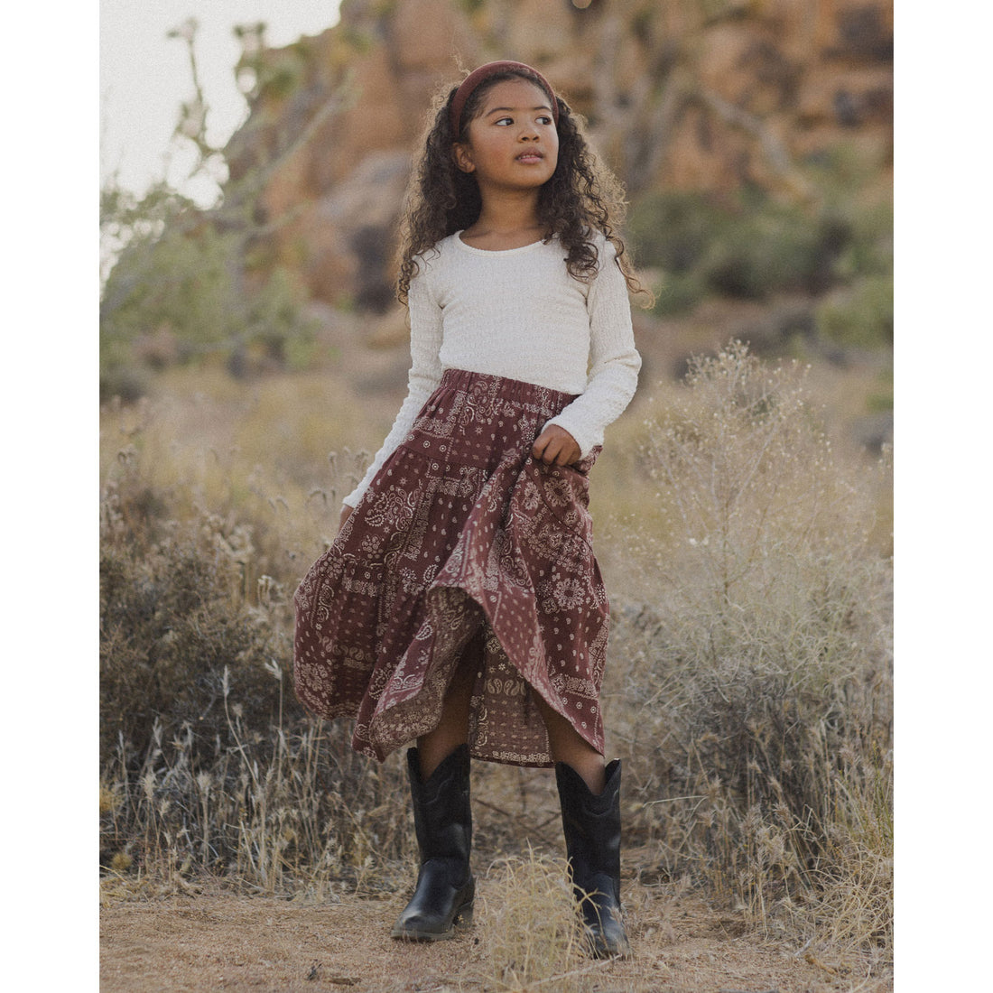 Rylee and Cru Brick Bandana Tiered Midi Skirt – Ladida