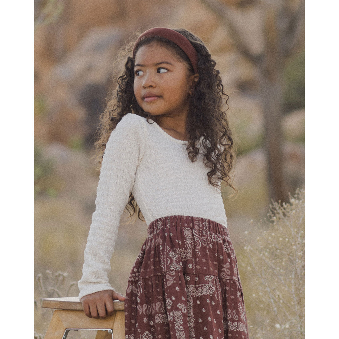 Rylee and Cru Brick Bandana Tiered Midi Skirt