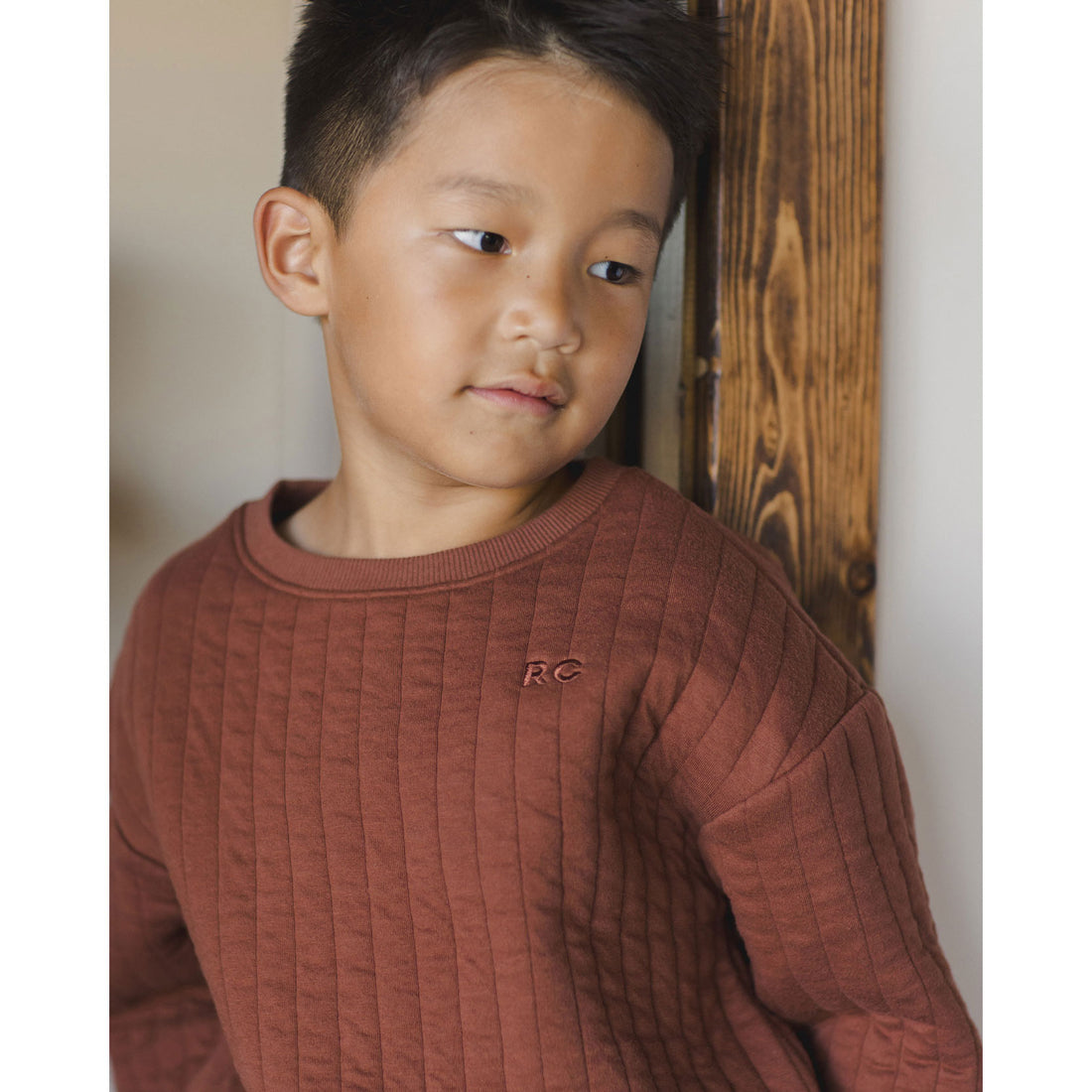 Rylee and Cru Brick Quilted Sweatshirt