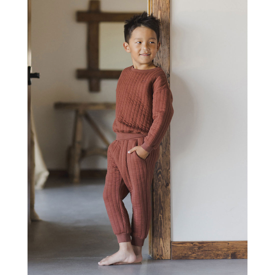 Rylee and Cru Brick Quilted Sweatshirt