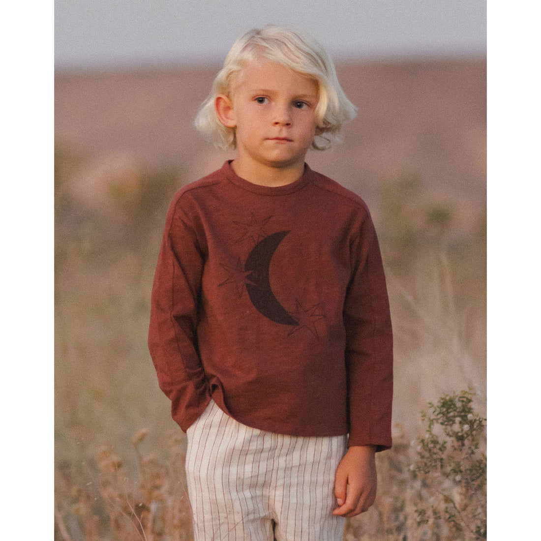 Rylee and Cru Moon Long Sleeve Paneled Tee