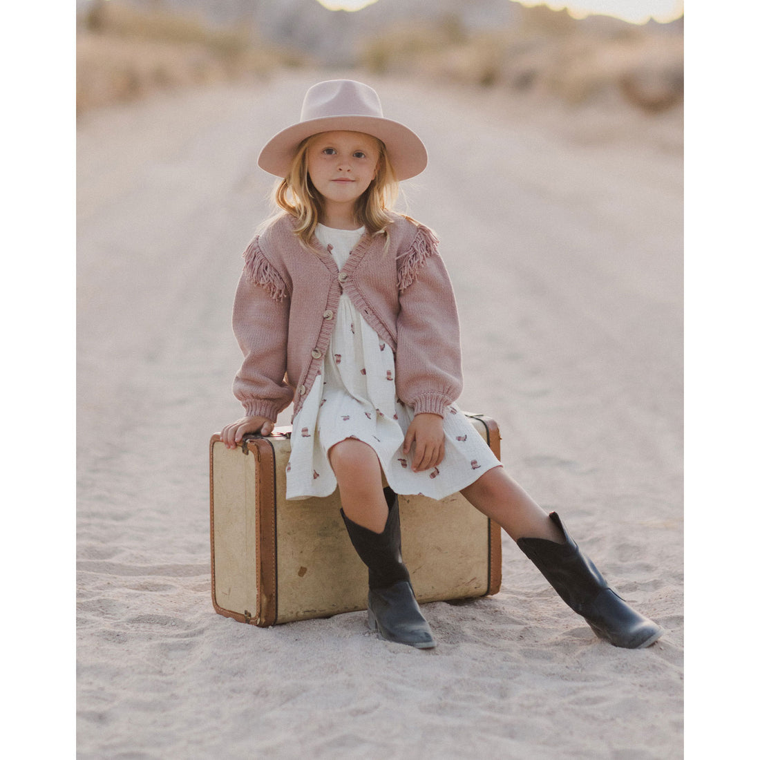Rylee and Cru Rose Fringe Cardigan