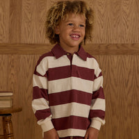 Rylee and Cru Burgundy Stripe Rugby Polo