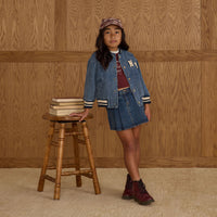 Rylee and Cru Indigo Denim Pleated Denim Skirt