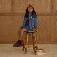 Rylee and Cru Indigo Denim Varsity Jacket